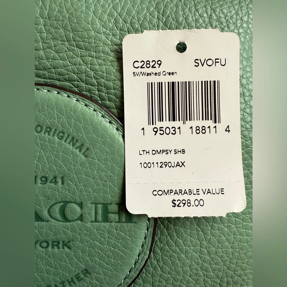 Coach NWT Dempsey Green Leather Shoulder Bag - Picture 3 of 6